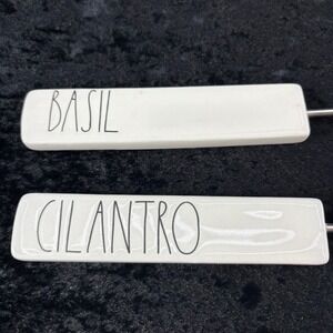 Rae Dunn Artisan Collection Basil Cilantro Plant Markers Garden Herb Stakes Set